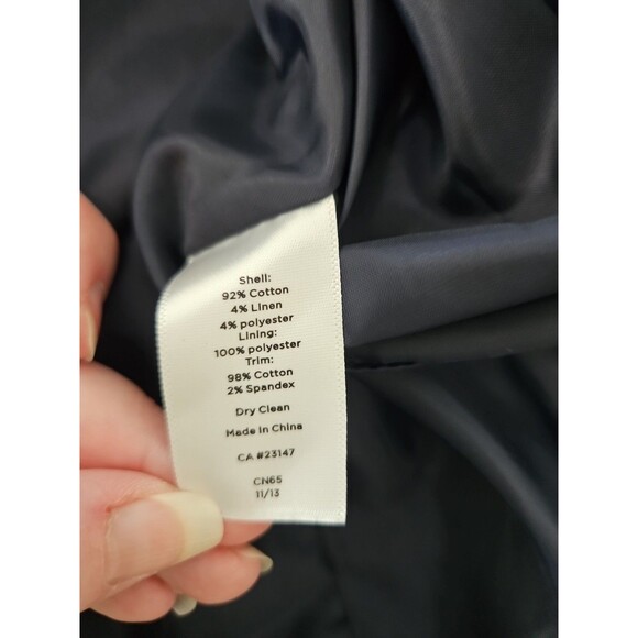 Talbots Navy Blue Textured Tweed Linen Cotton Sleeveless Sheath Dress Size 12 - Picture 9 of 9